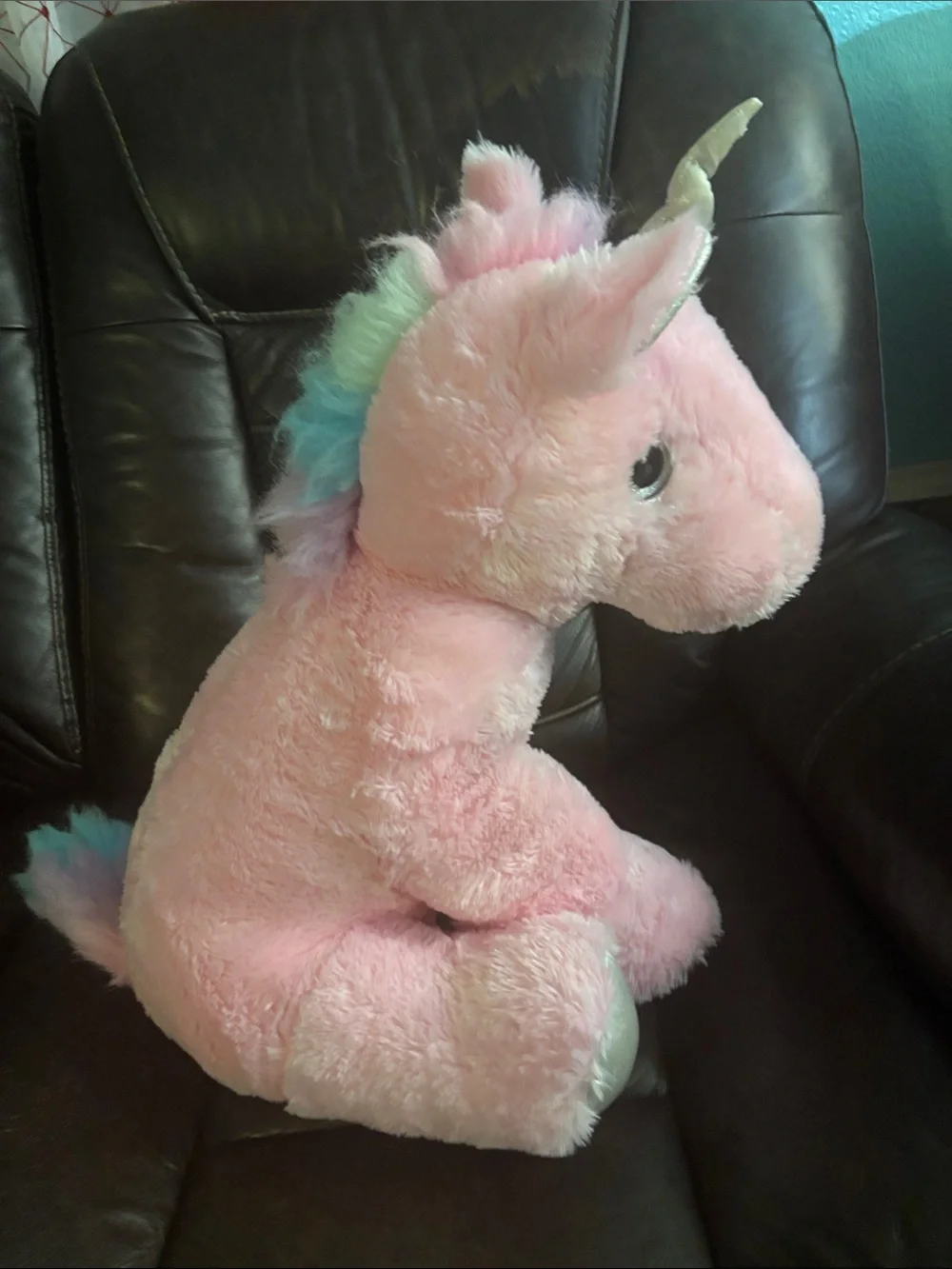 Justice Pink Unicorn Plush with Shiny Silver Hooves and Horn